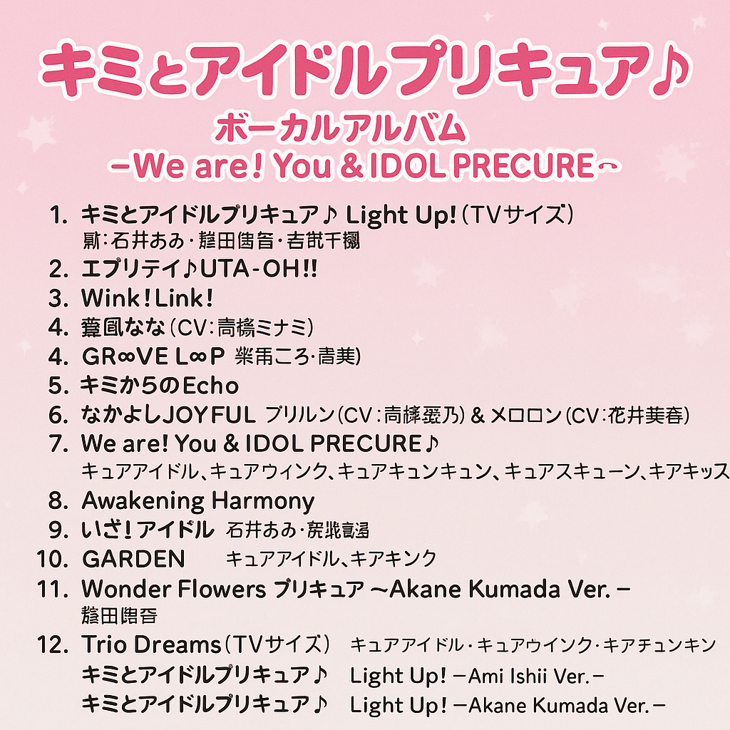 キミとアイドルプリキュア♪CD・主題歌・挿入歌の収録曲リスト