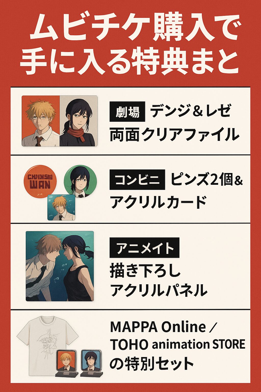 劇場版『チェンソーマン レゼ篇』入場者特典一覧｜クリアファイル・限定ポスターなど
