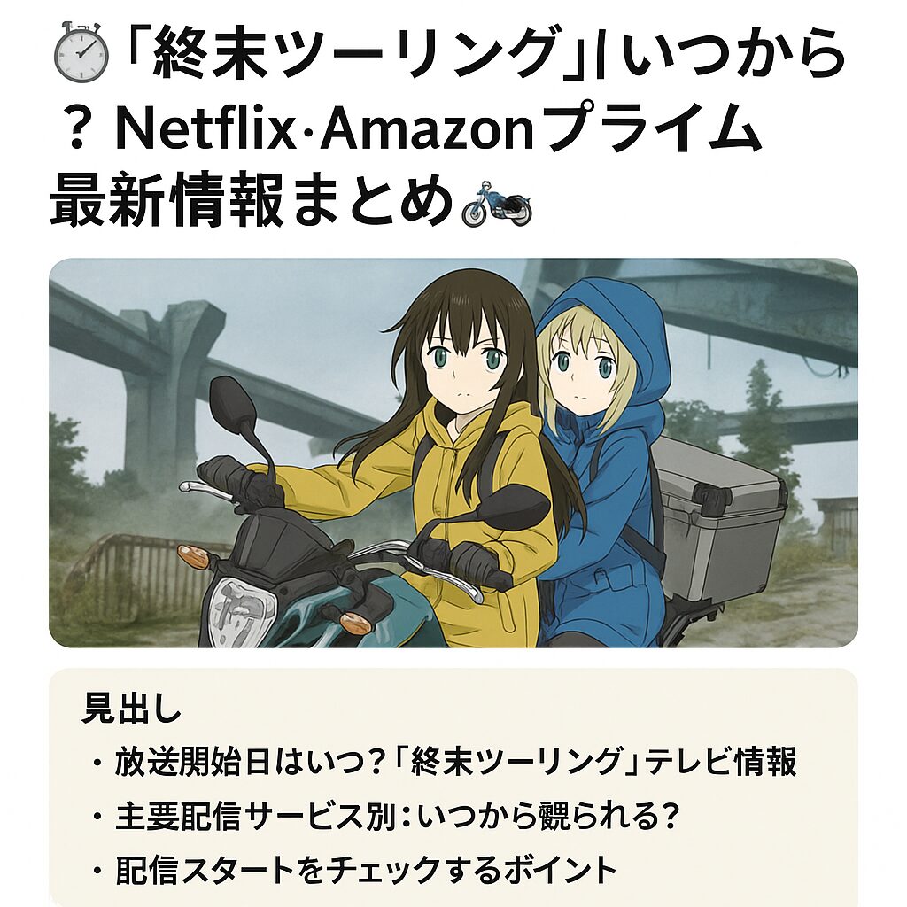 ⏱️ 『終末ツーリング』アニメ配信はいつから？Netflix・Amazonプライム最新情報まとめ🏍️