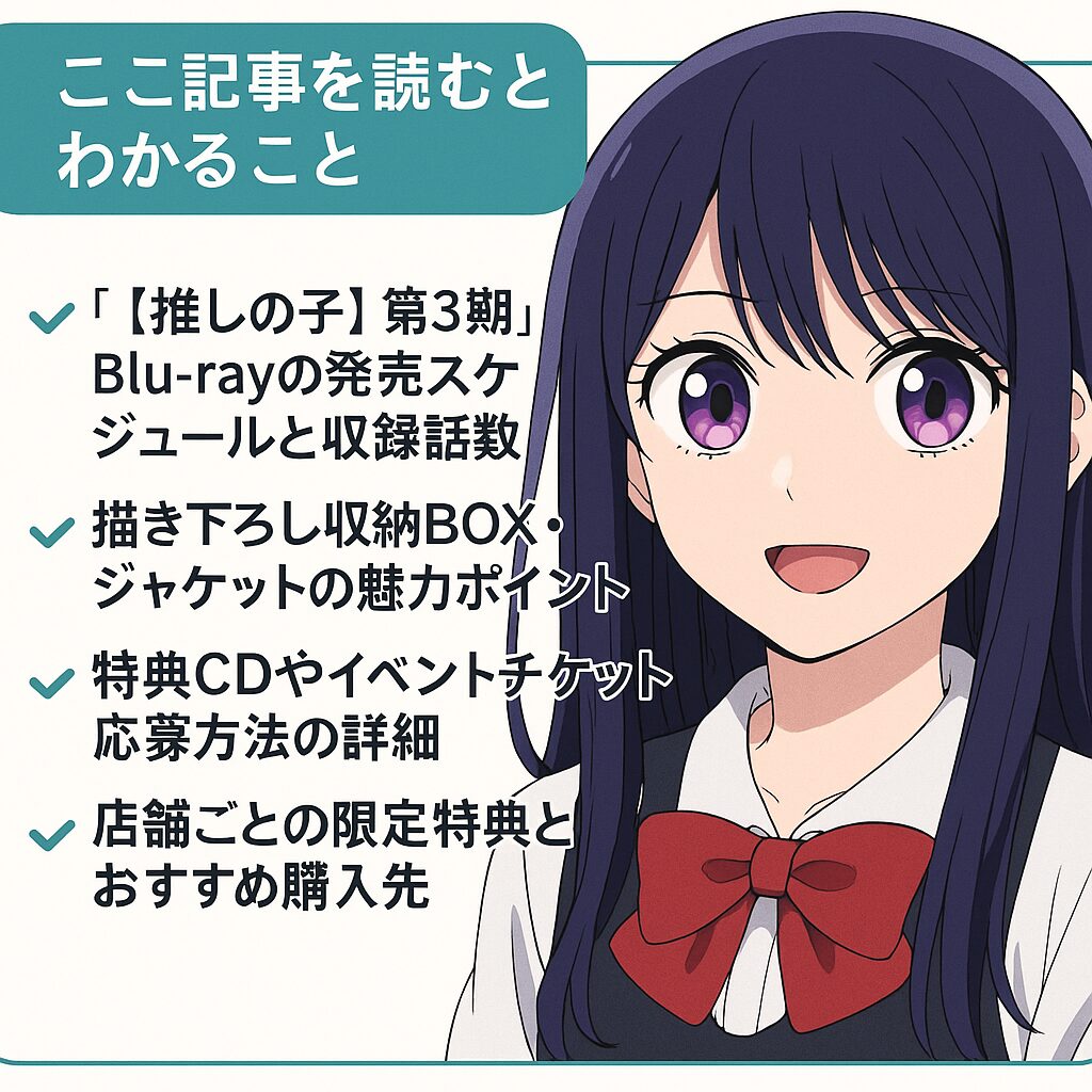 💿 『【推しの子】第3期』Blu-ray＆特典まとめ｜収納BOXイラスト・特典CD・イベントチケット情報